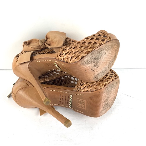 SCHUTZ Woven Open Toe Zip Back Stilettos Booties - Picture 6 of 8